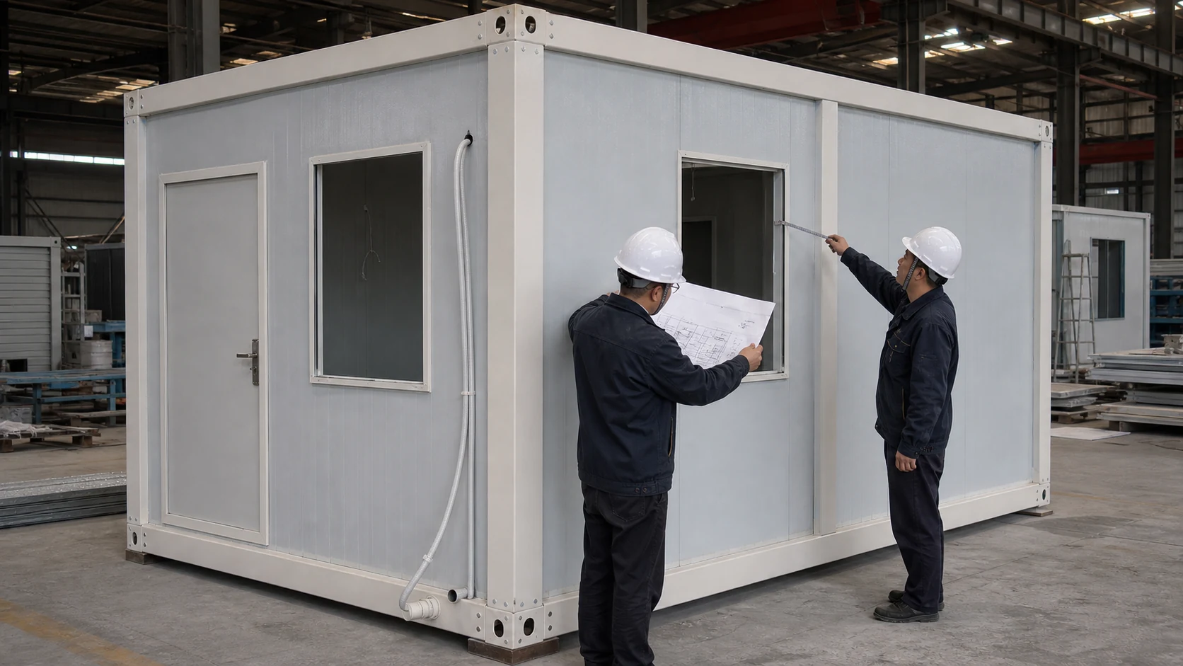 PQSE technicians checking container house layout and configuration