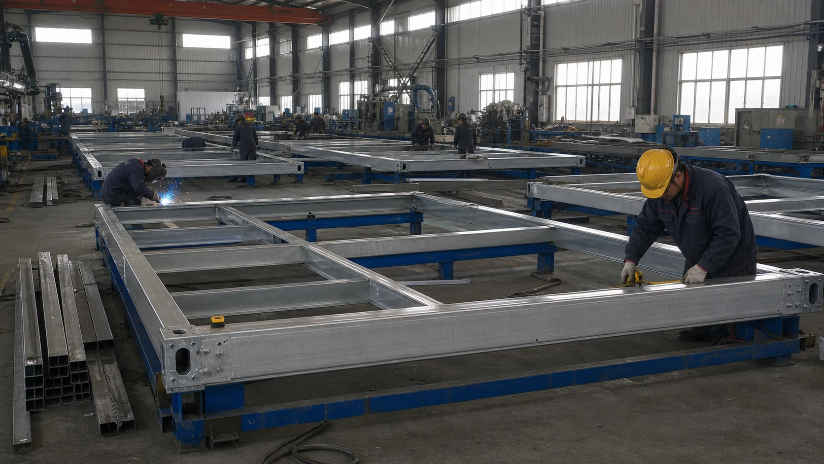 PQSE factory production and inspection of container house frames