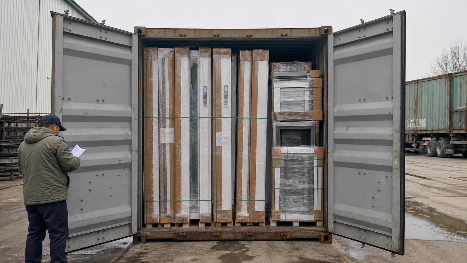 PQSE House container house panels packed efficiently inside a shipping container