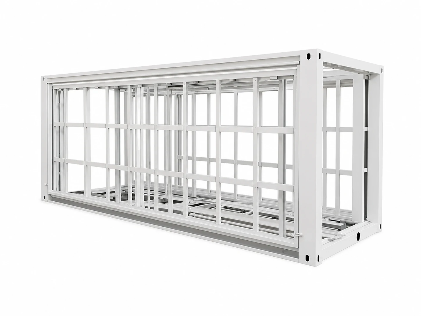 Closed steel frame of a PQSE House expandable container before site expansion
