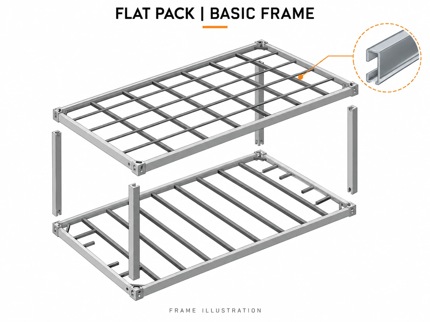 FLAT PACK | BASIC FRAME — structural reference illustration