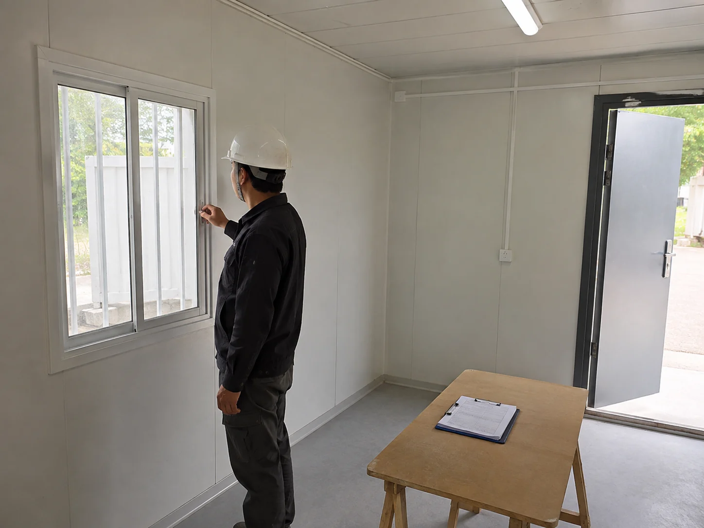 Illustrative final check of a window inside a modular room