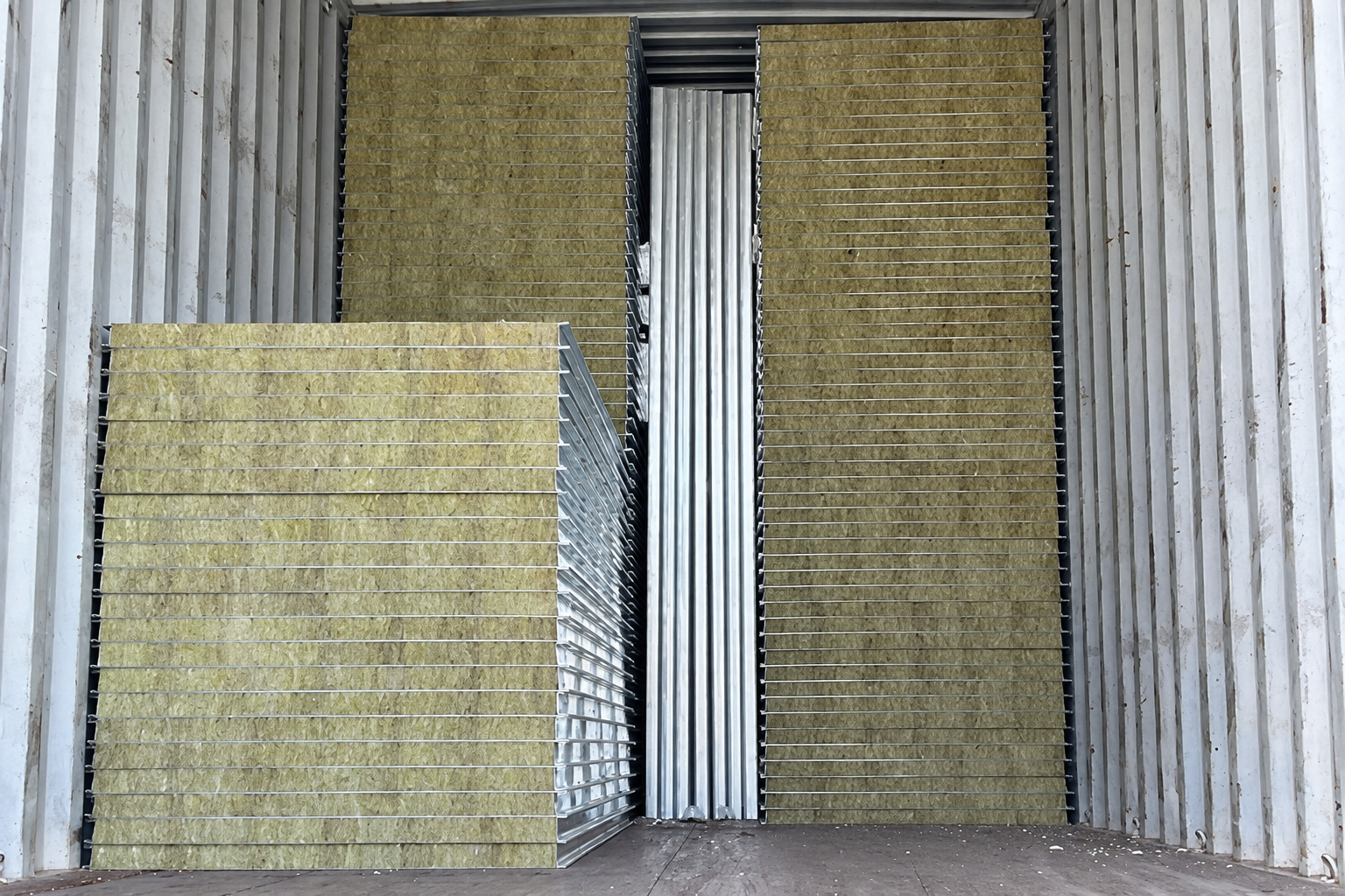 Archived packing reference showing insulated panels inside a shipping container