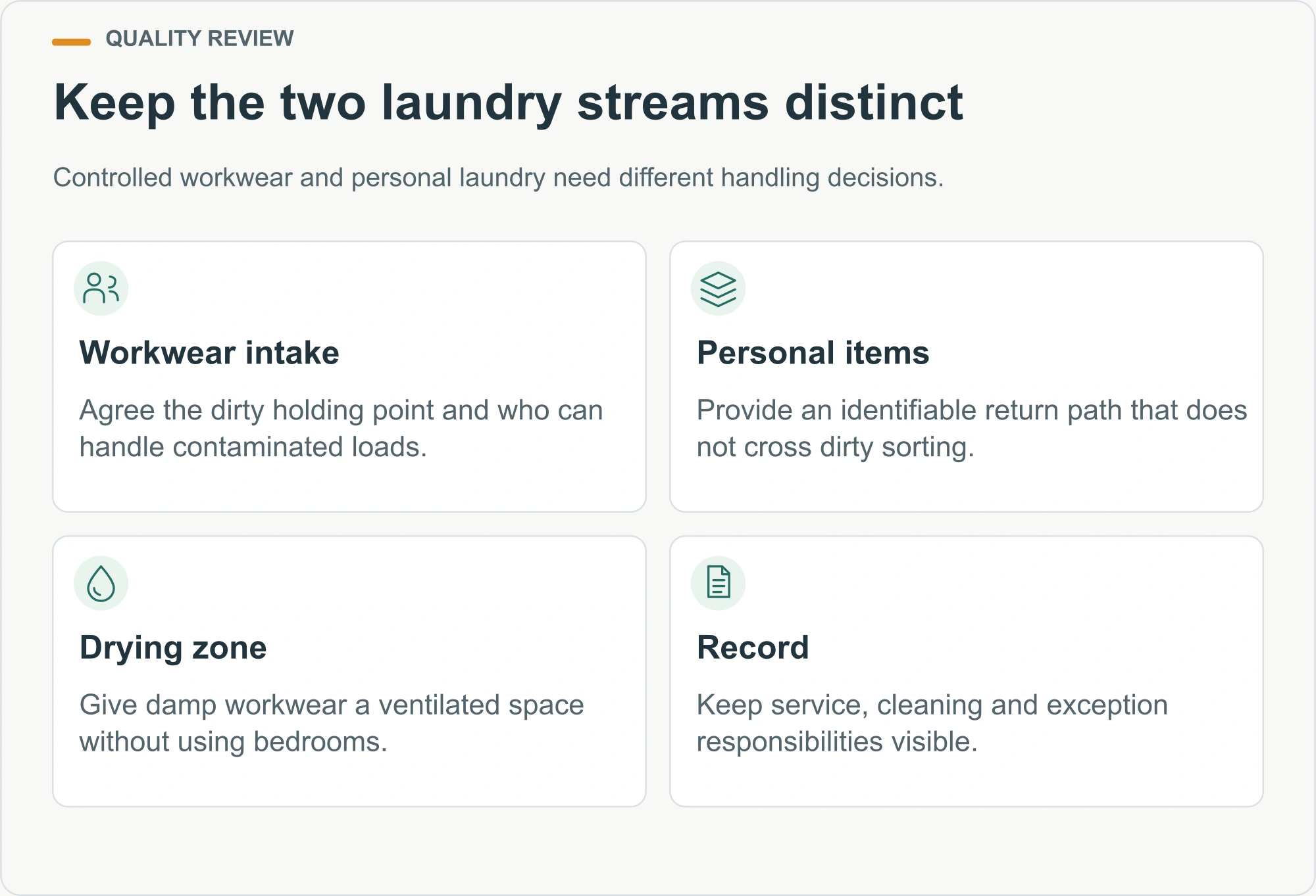 Keep the two laundry streams distinct planning diagram