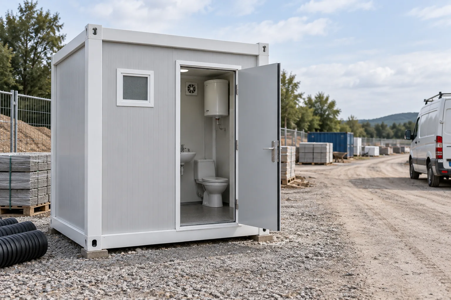 Concept prepared access and placement area for a bathroom module