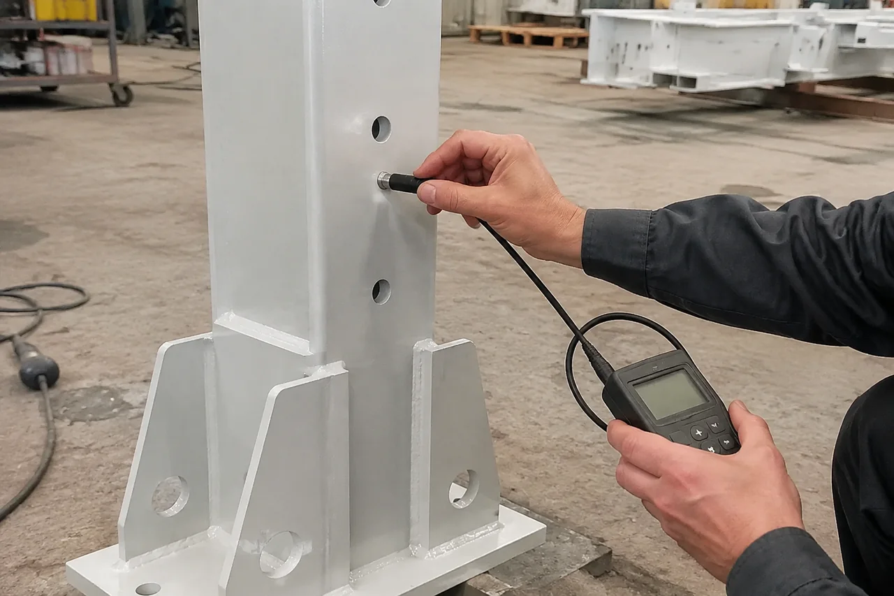 coating thickness test — illustrative process scene