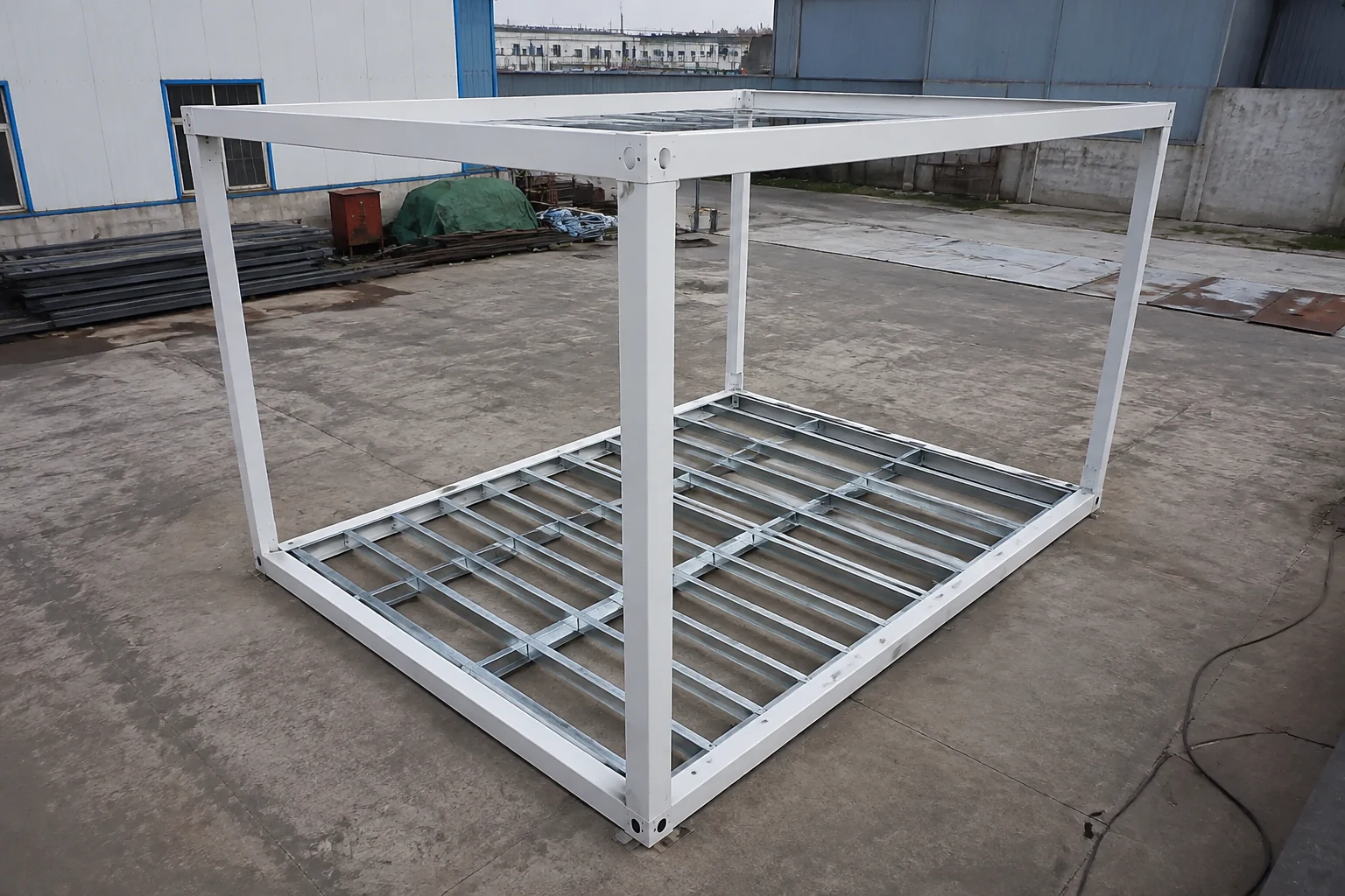 AI-generated illustration of a purpose-built modular container house steel frame