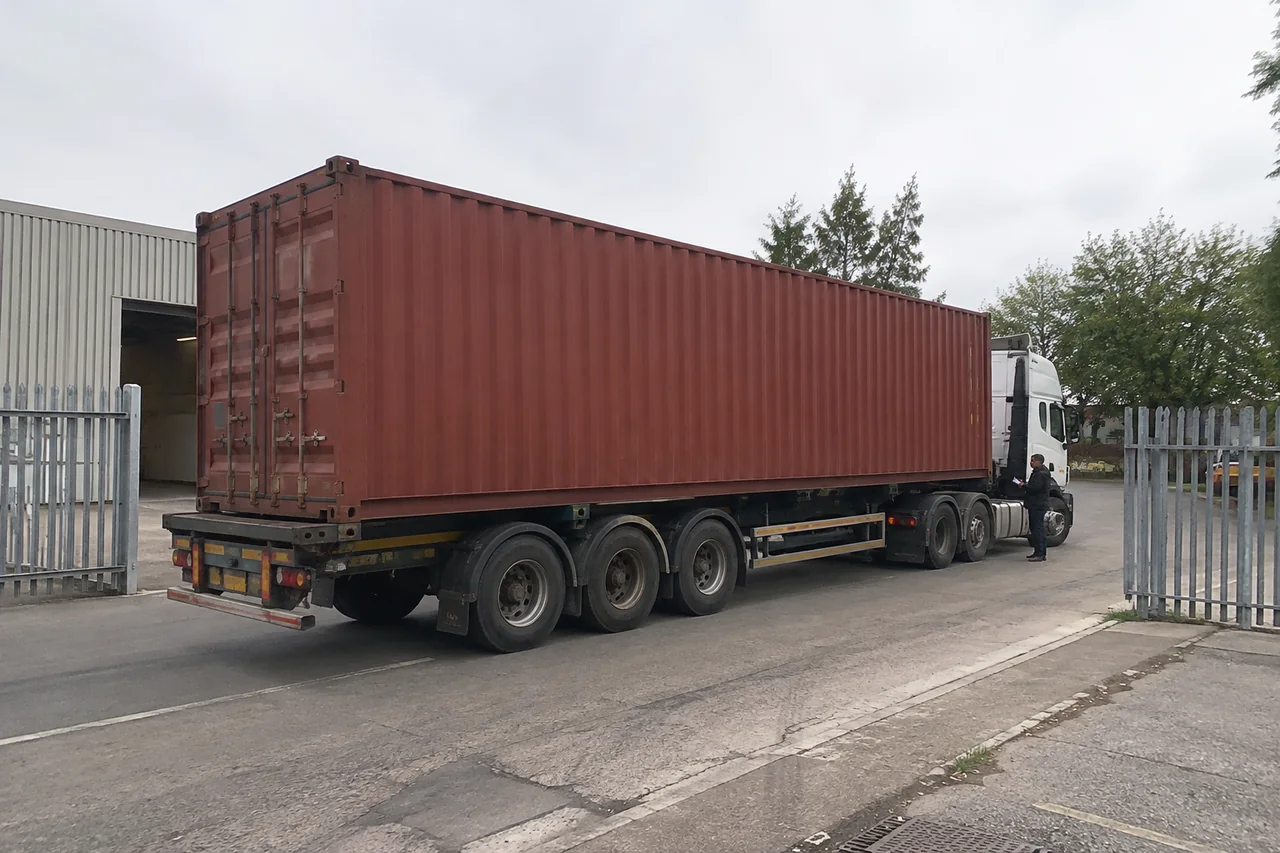 container truck dispatch — illustrative process scene