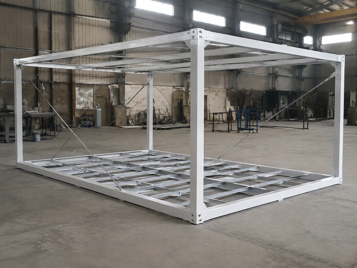 Illustrative separate columns and beams forming a detachable building frame