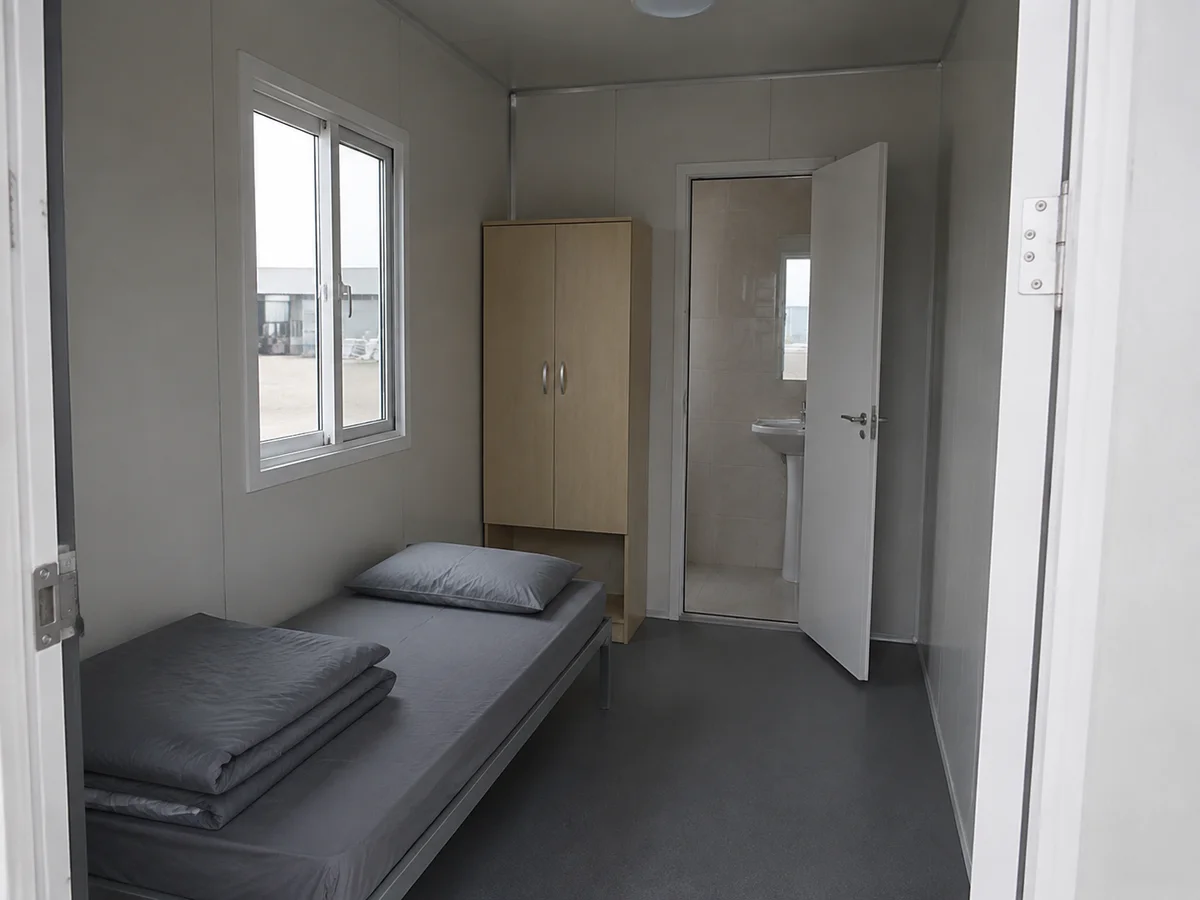 Illustrative room layout with a separate bathroom zone
