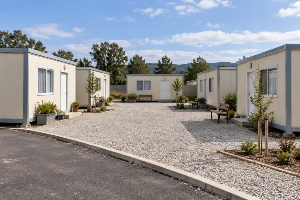 Illustrative modular housing neighborhood for modular emergency housing