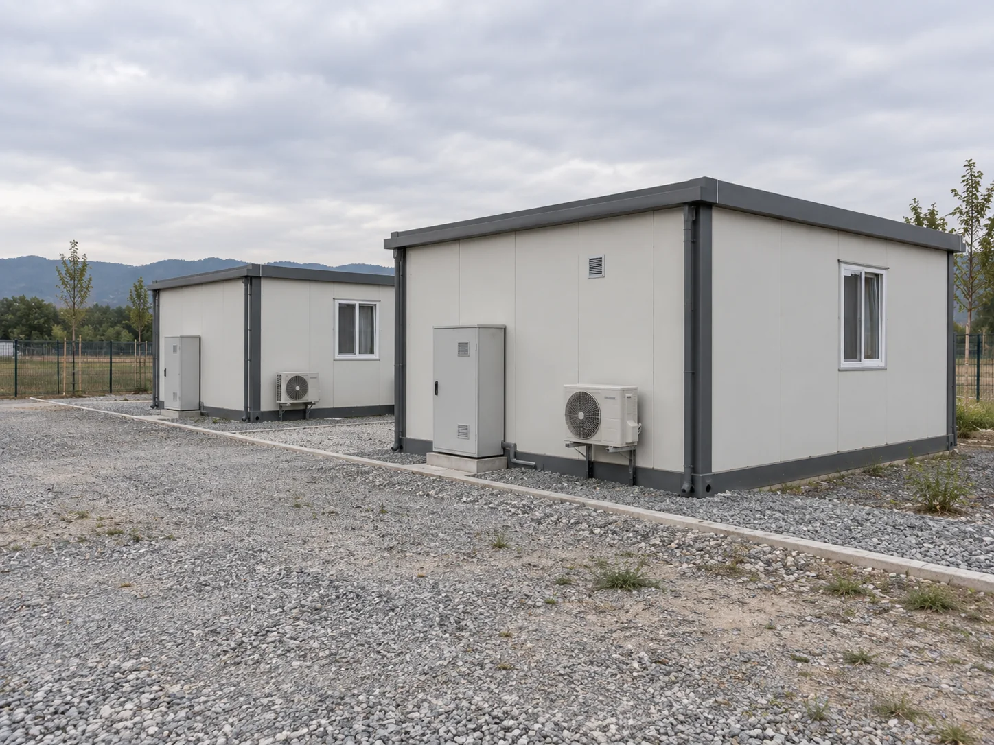 Concept illustration: External service access beside modular housing