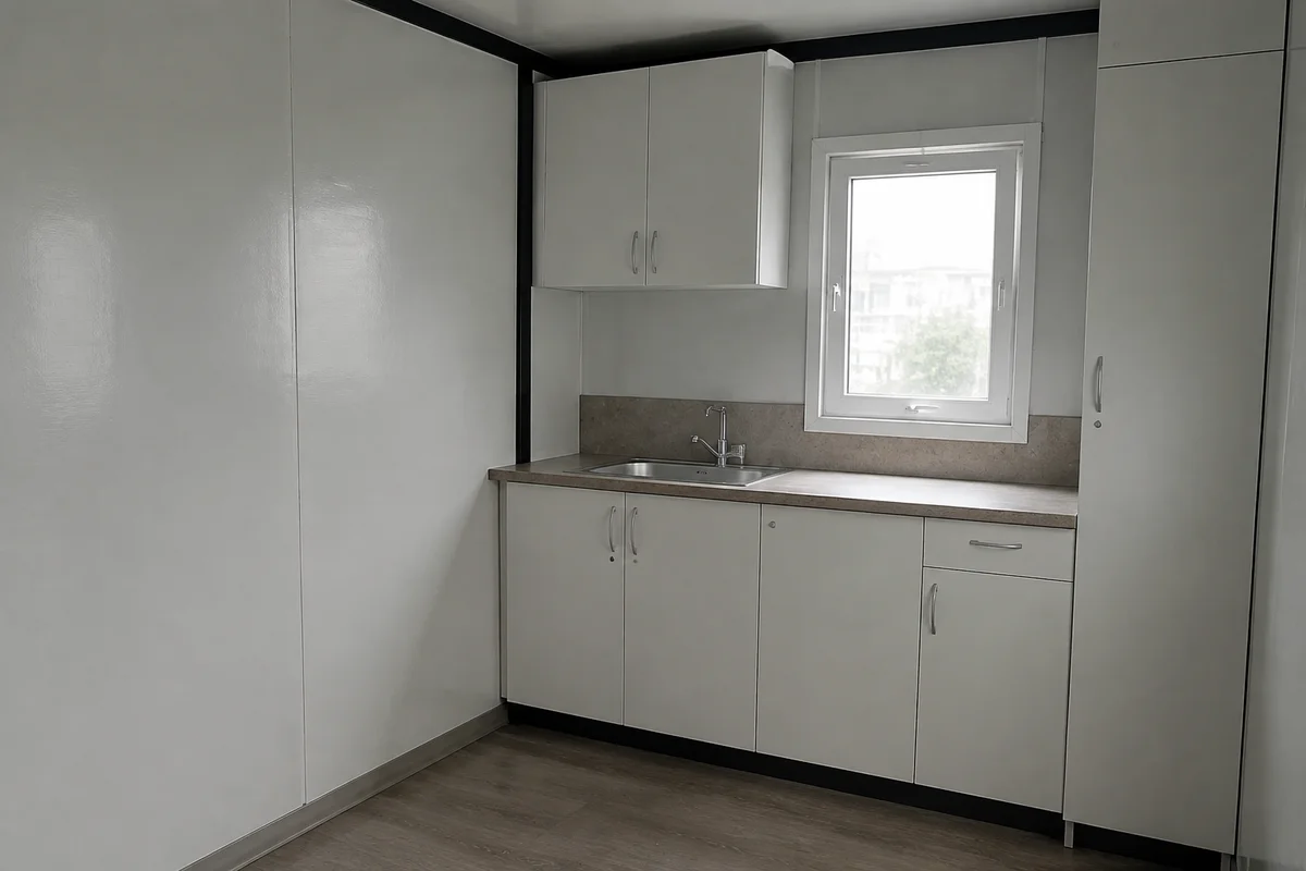 Illustrative compact kitchen cabinet and sink option