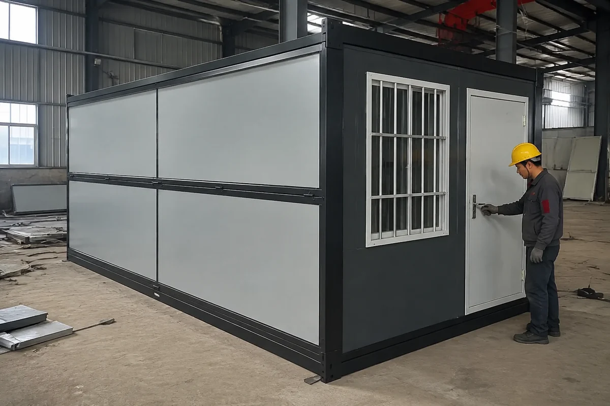 Illustrative enclosure and connection review after the cabin is secured.