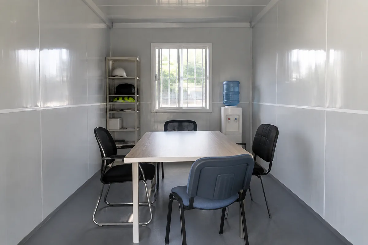 Illustrative temporary support-room configuration.