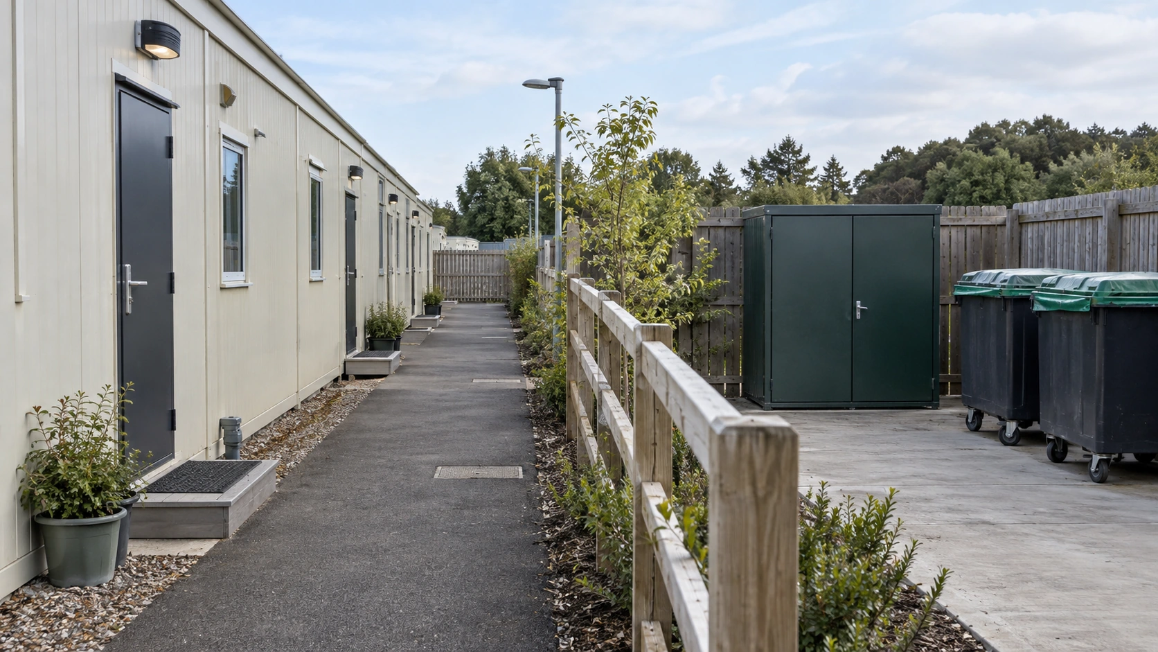 New concept illustration of a camp pedestrian path beside a separate service access area.