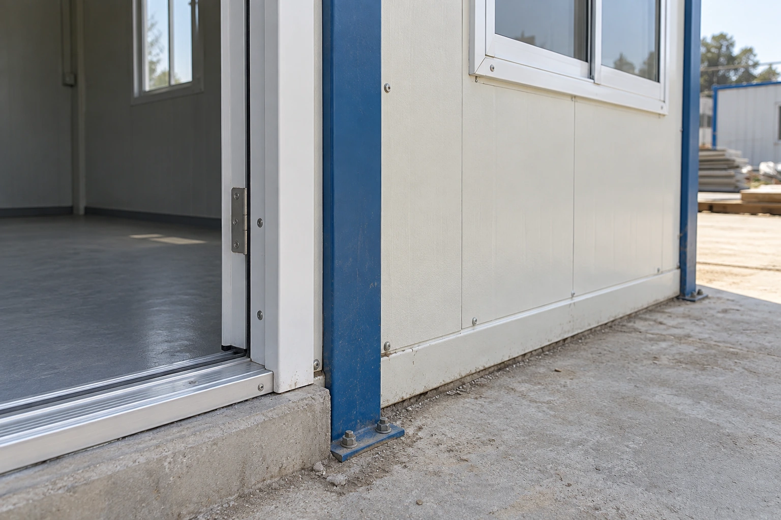 Illustrative completed K-house panel and door junction