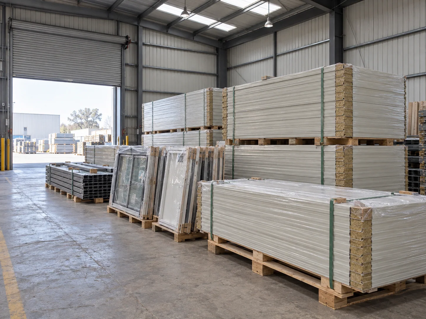 Concept packaged modular building components prepared for dispatch