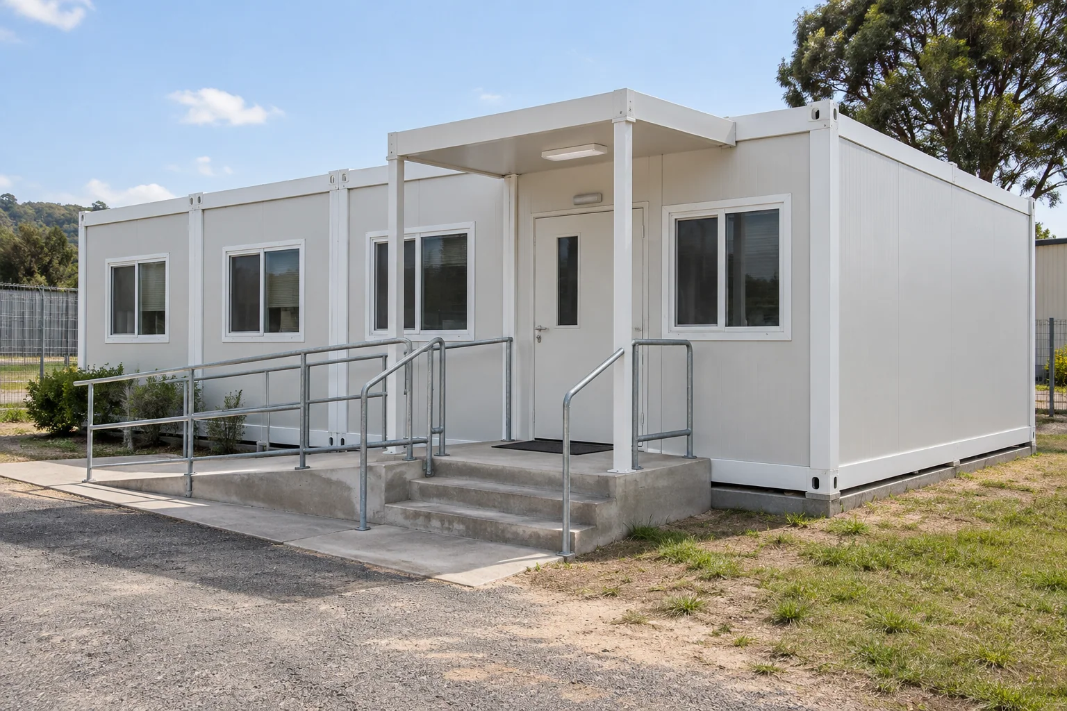 Concept view of a compact modular clinic entrance