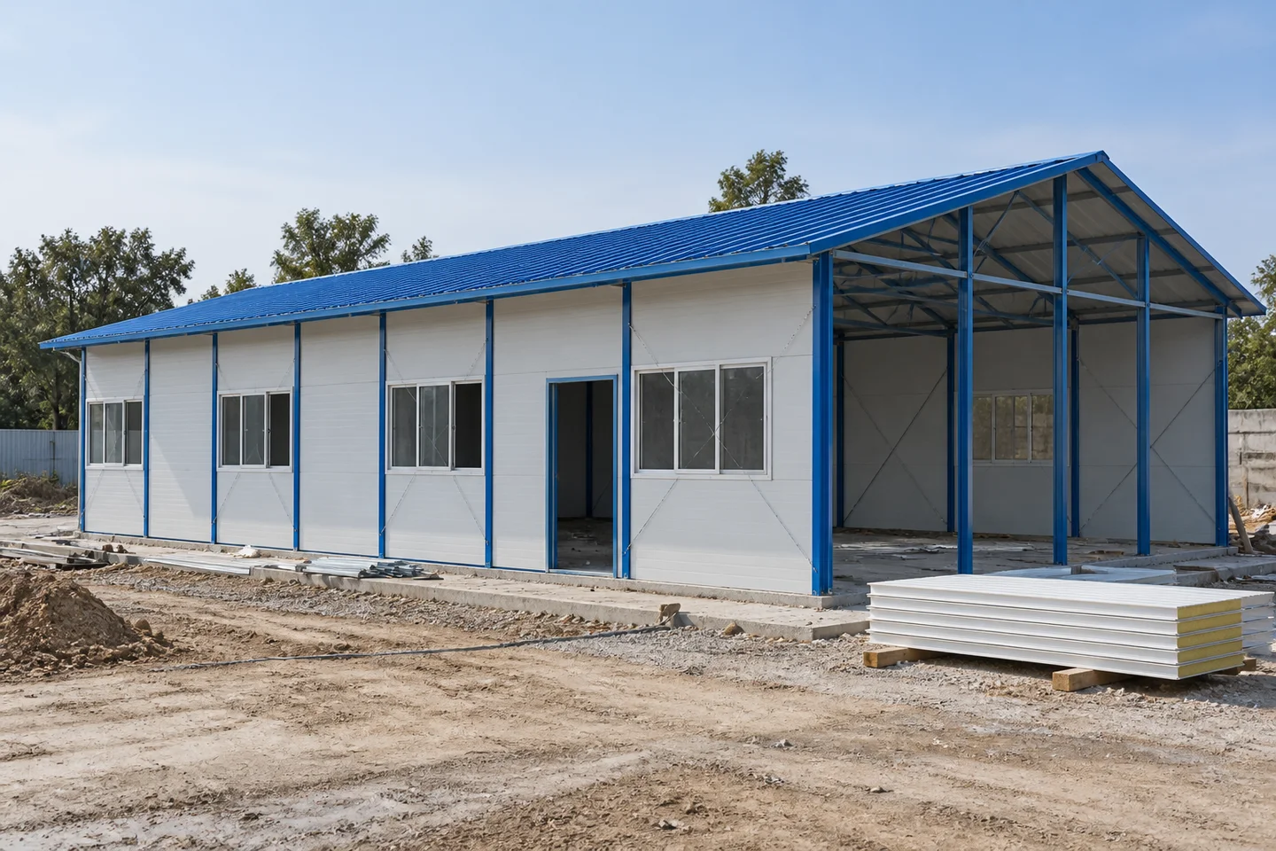 Illustrative roof and wall enclosure stage of a K house