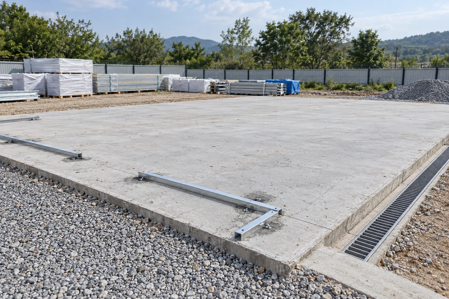 Illustrative prepared site for a prefabricated K-type building