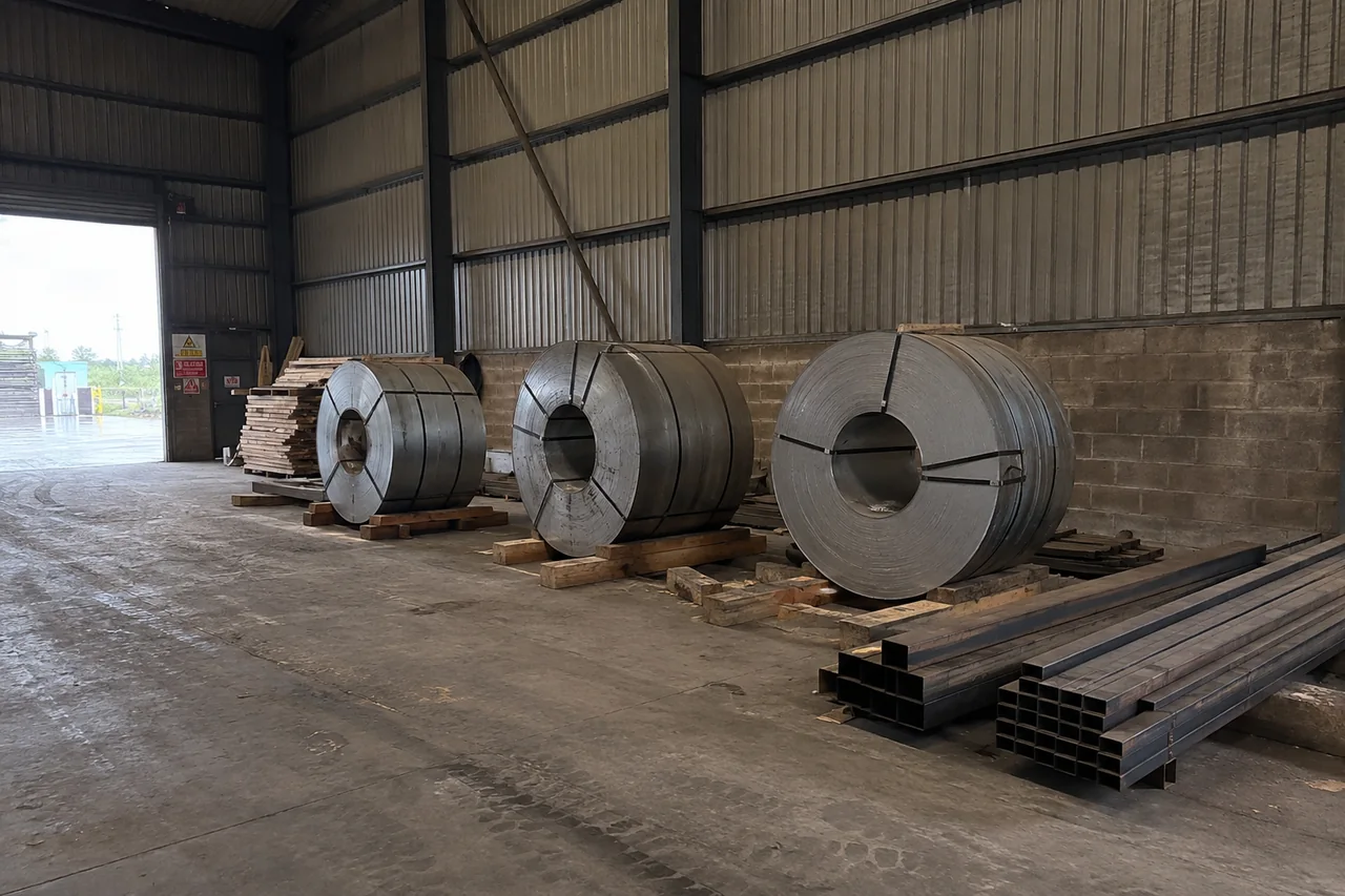 raw steel material receiving — illustrative process scene