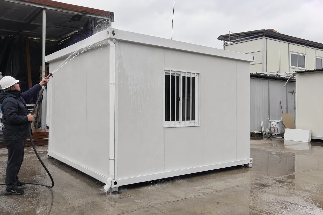 roof waterproofing test — illustrative process scene
