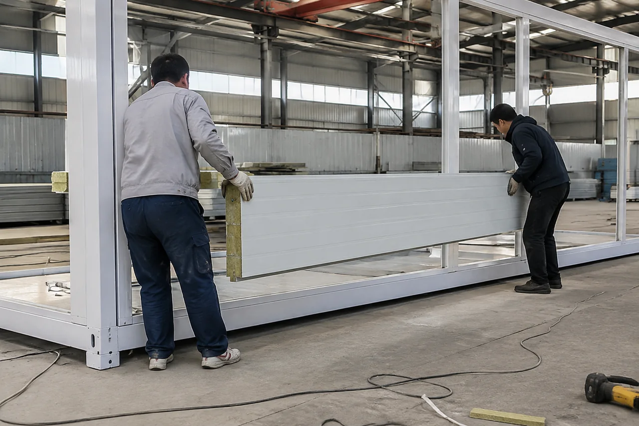 wall panel installation process — illustrative process scene