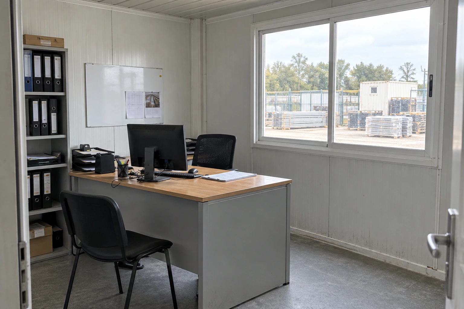 Illustrative warehouse administration space for a small prefab warehouse