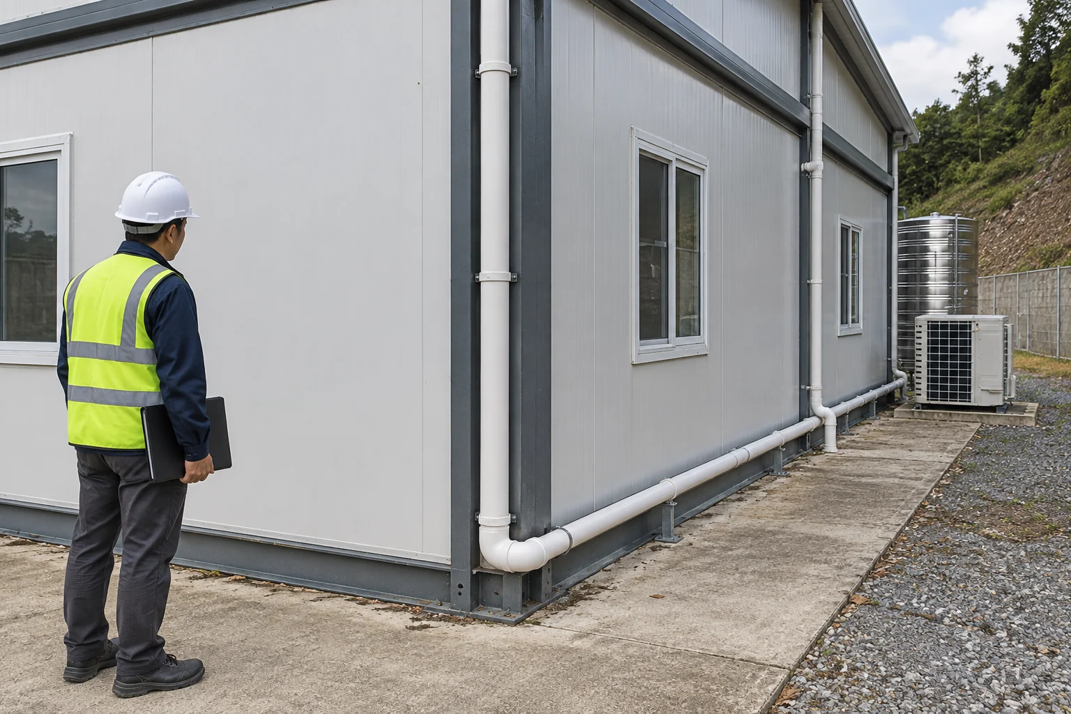 Illustration de l’examen d’un tracé visible existant près d’un poteau d’angle modulaire