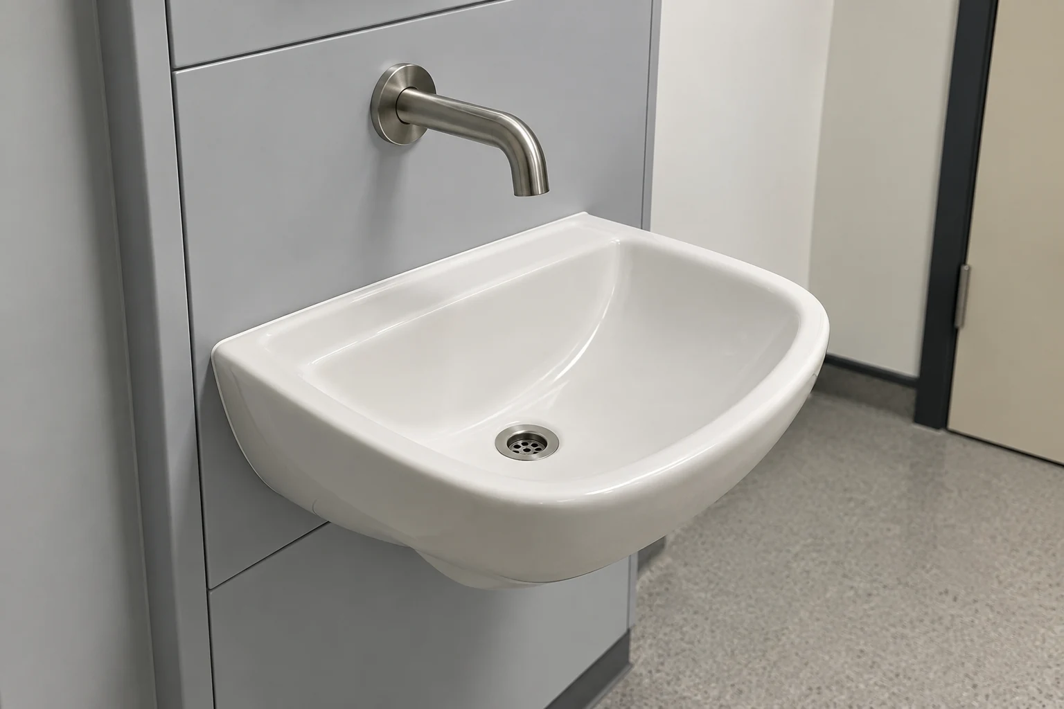 Conjunto de lavabo y grifo de pared para una revisión de planificación clínica