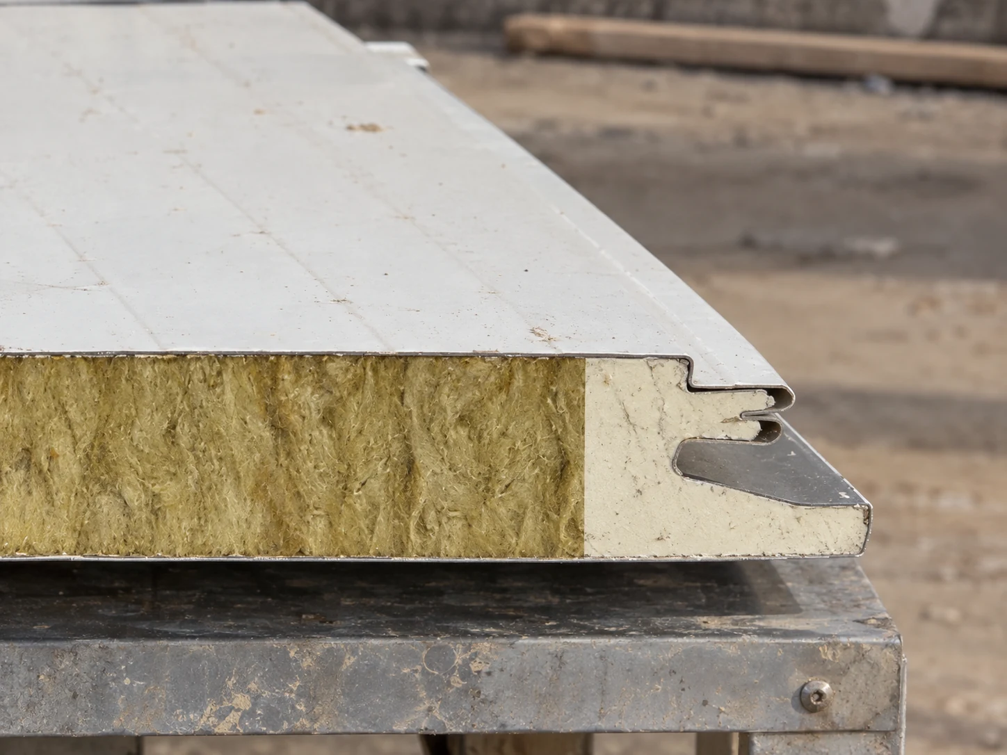 Reference profiled sandwich panel sample with a fibrous core