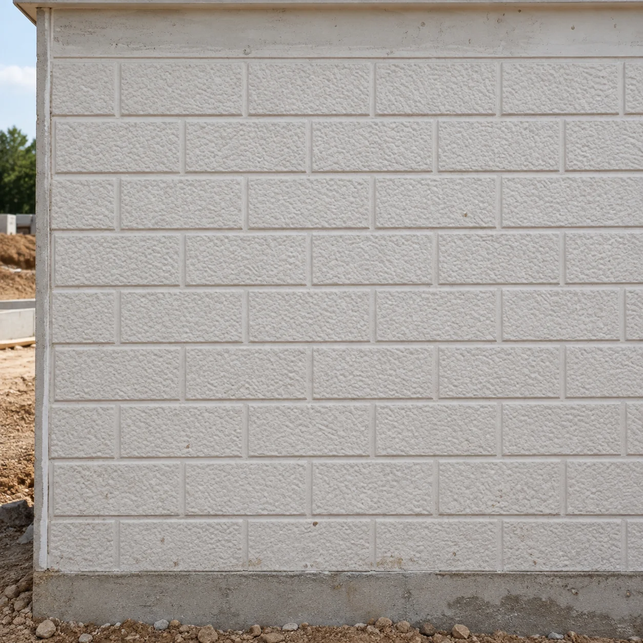 Reference white brick-pattern exterior panel