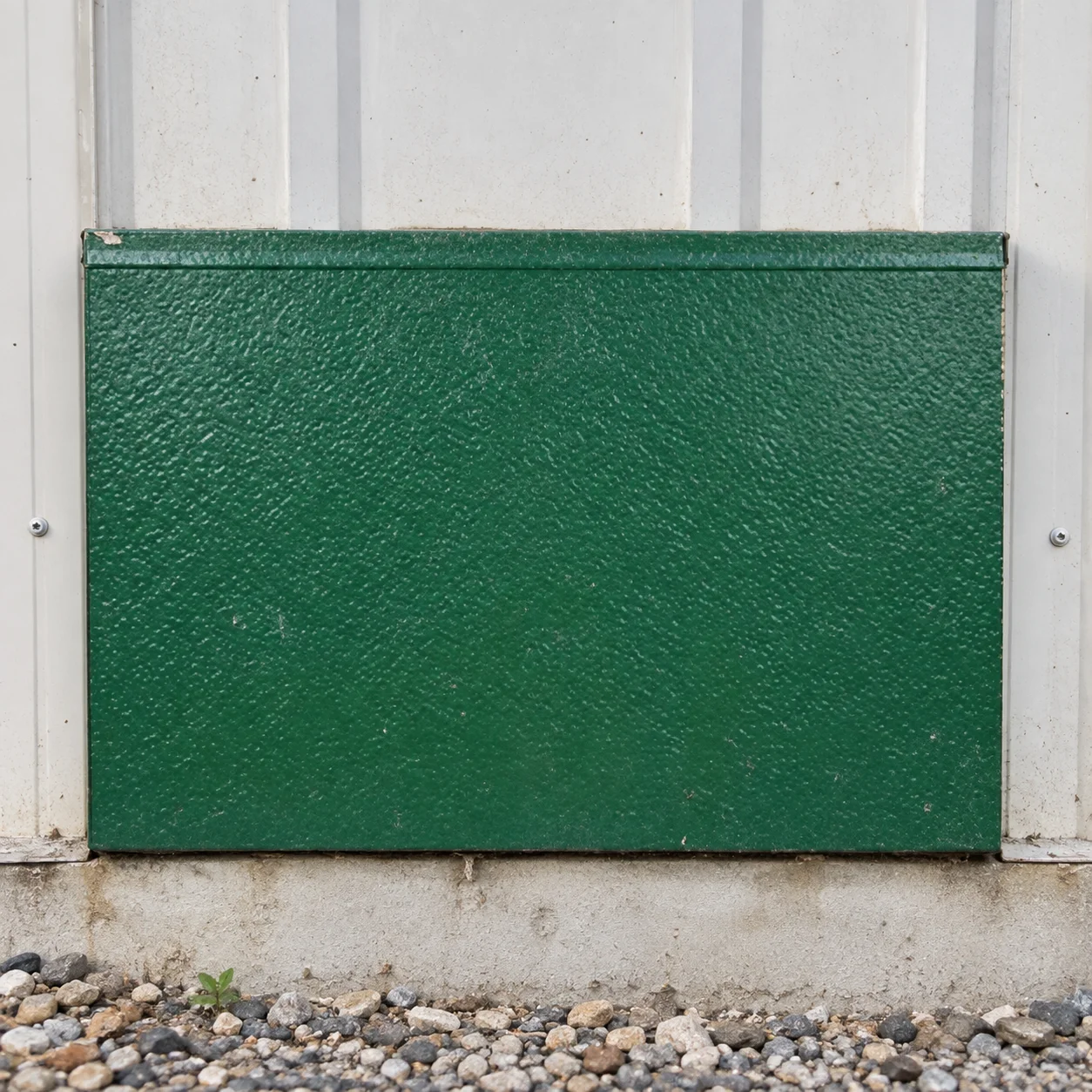 Reference green textured exterior panel beneath white wall panels