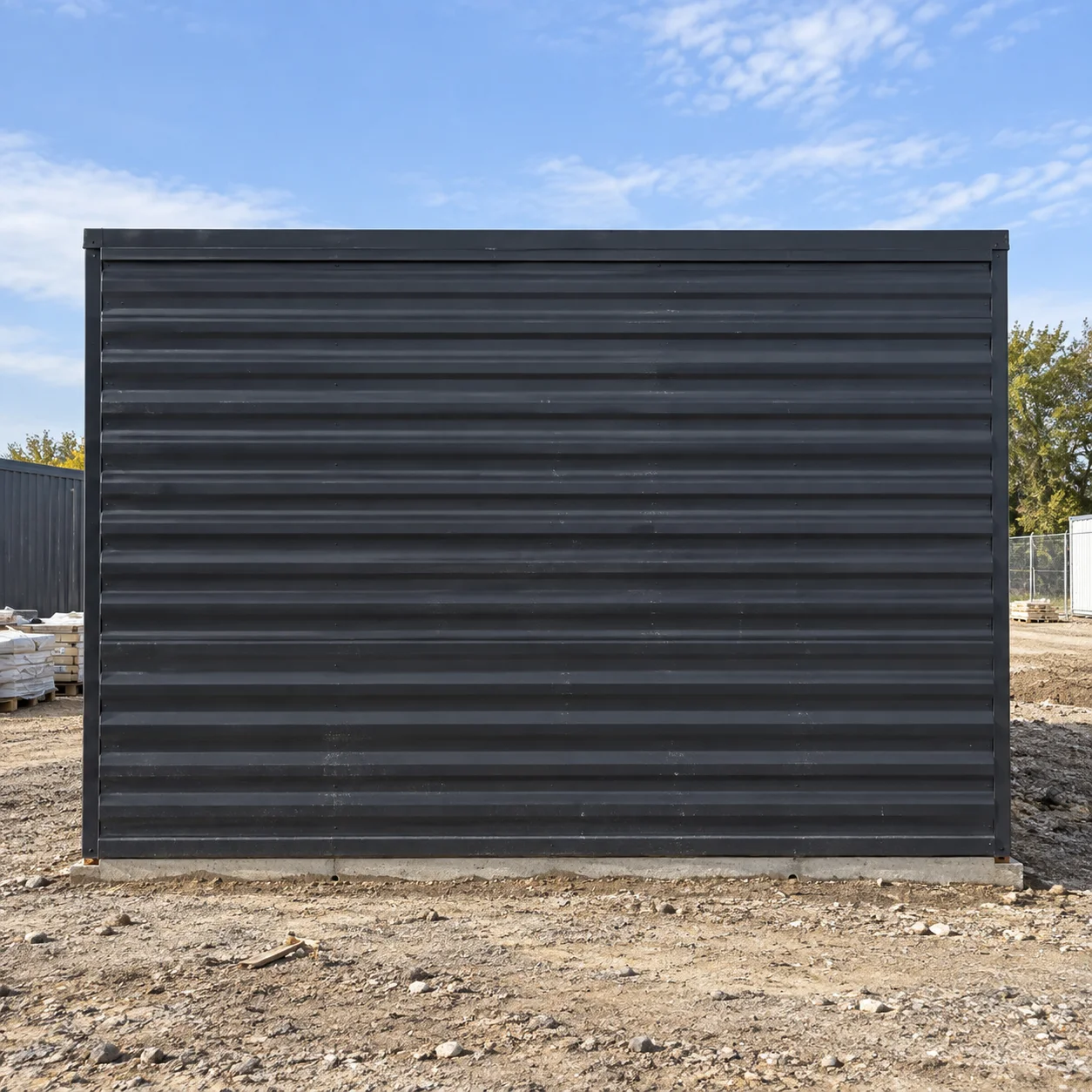 Reference dark grey horizontally ribbed exterior panel