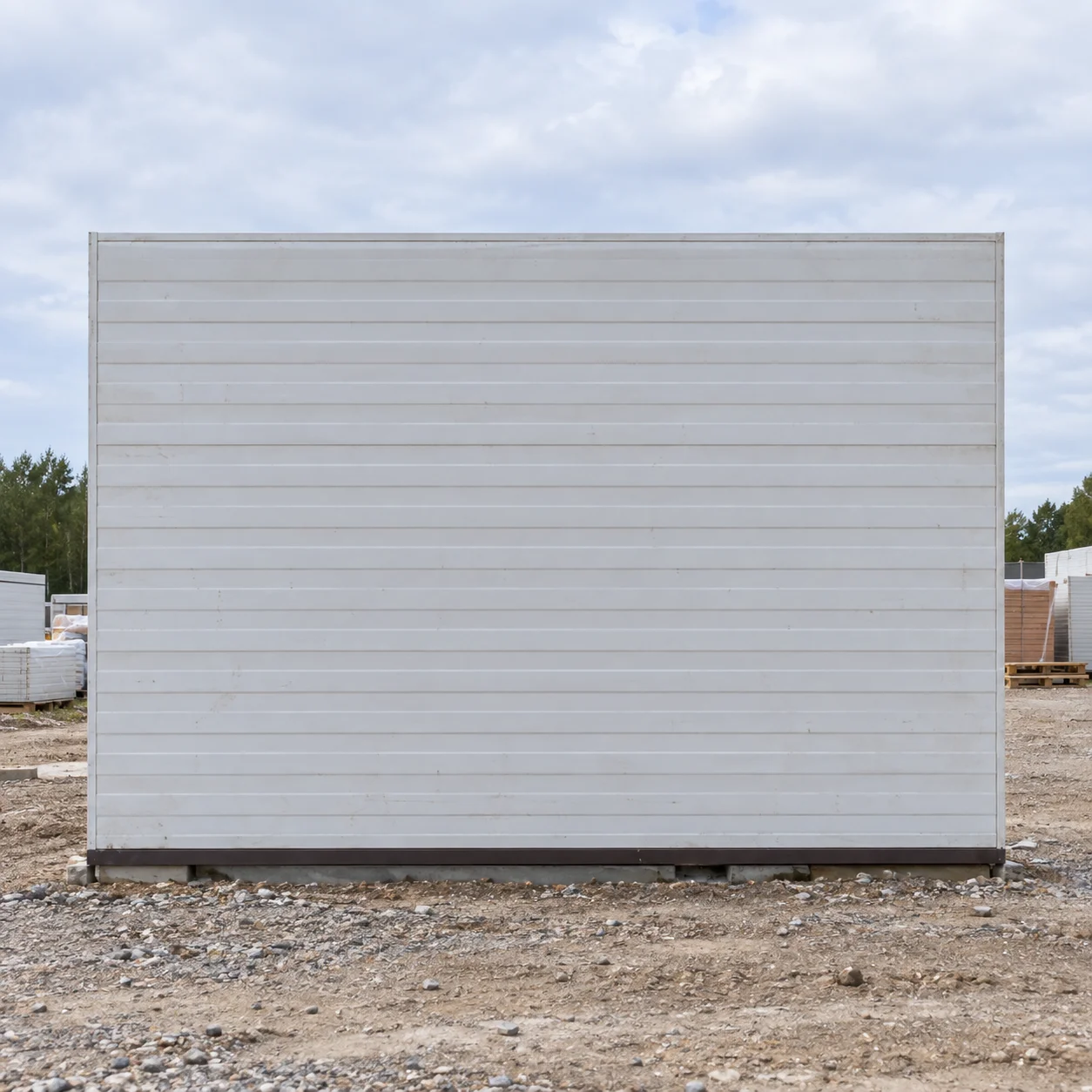 Reference white horizontally ribbed exterior panel