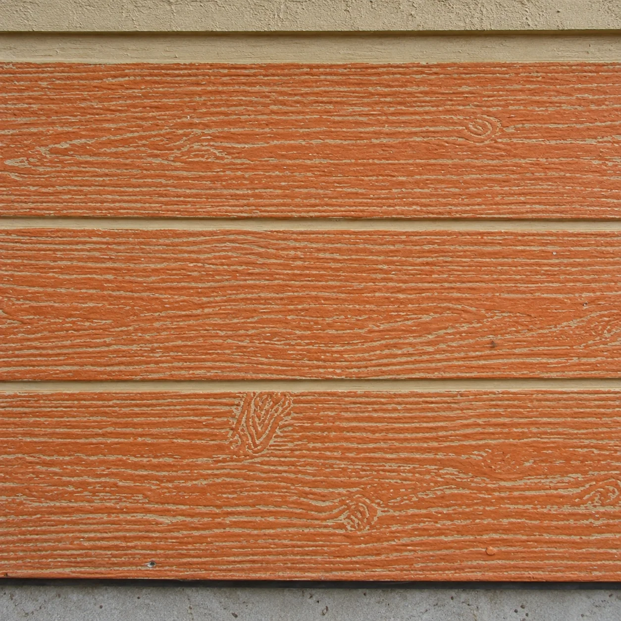 Reference orange wood-pattern panel sample