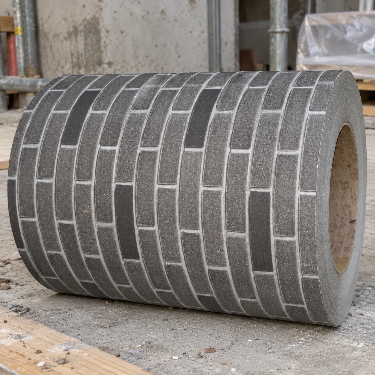 Reference sheet coil printed with a grey brick pattern