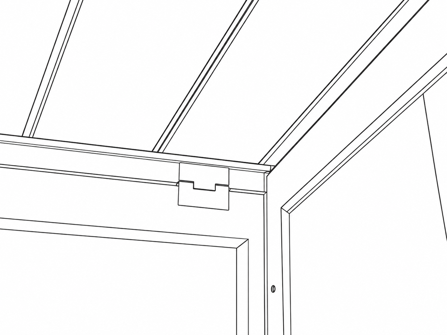 Dessin au trait d'un détail de joint de panneau pliant