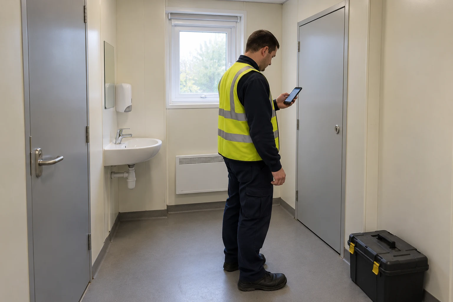 A coordinator reports unavailable service access without opening or handling waste containers.