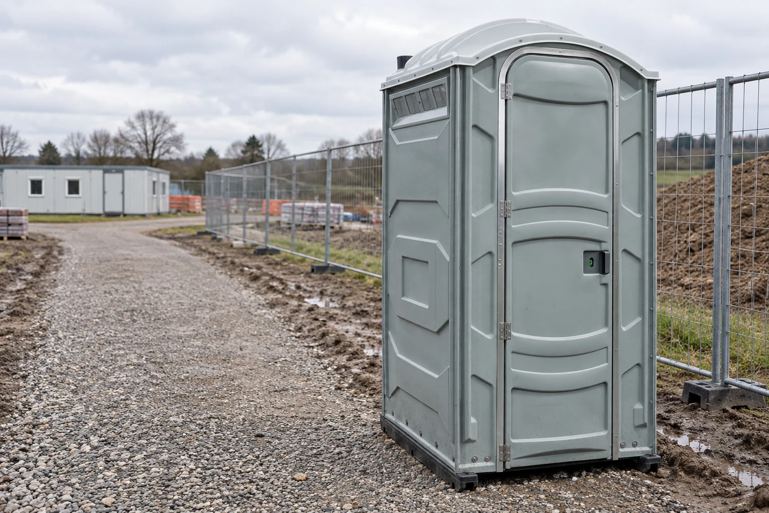 A temporary route leads to an individual toilet during a later project phase.