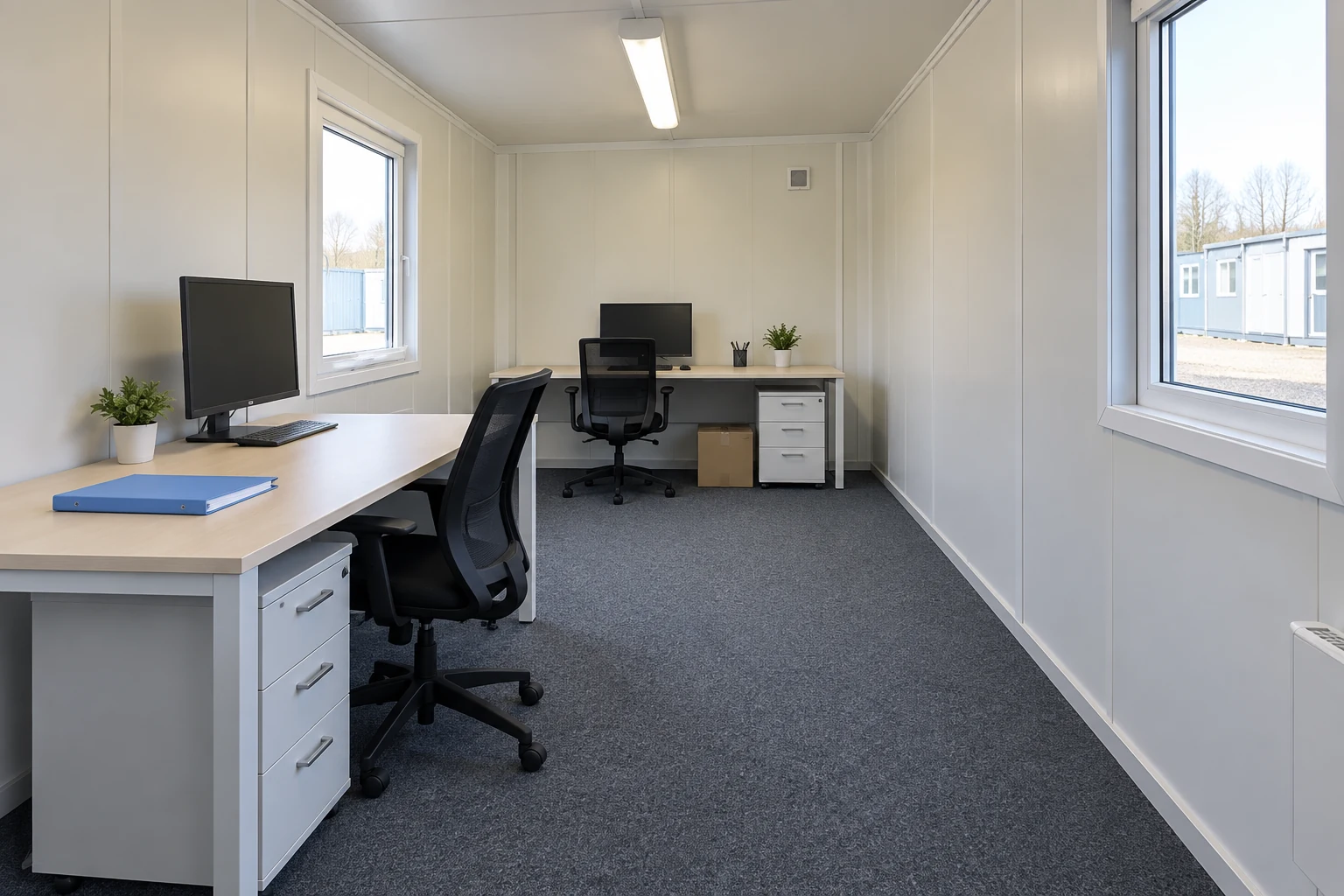 A new office room is checked before furniture and staff are transferred.