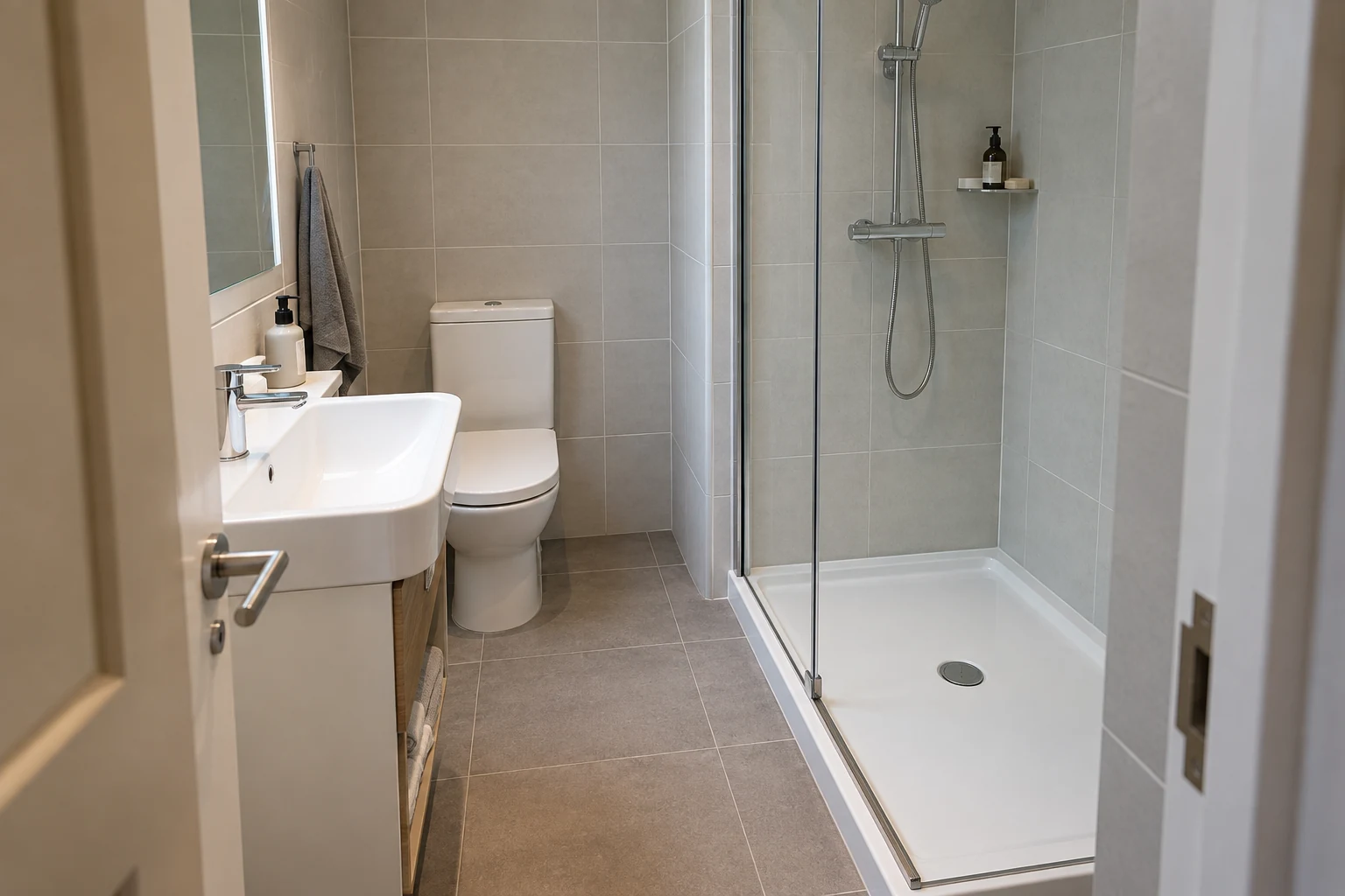 The basin, toilet and shower are reviewed as one working bathroom layout.