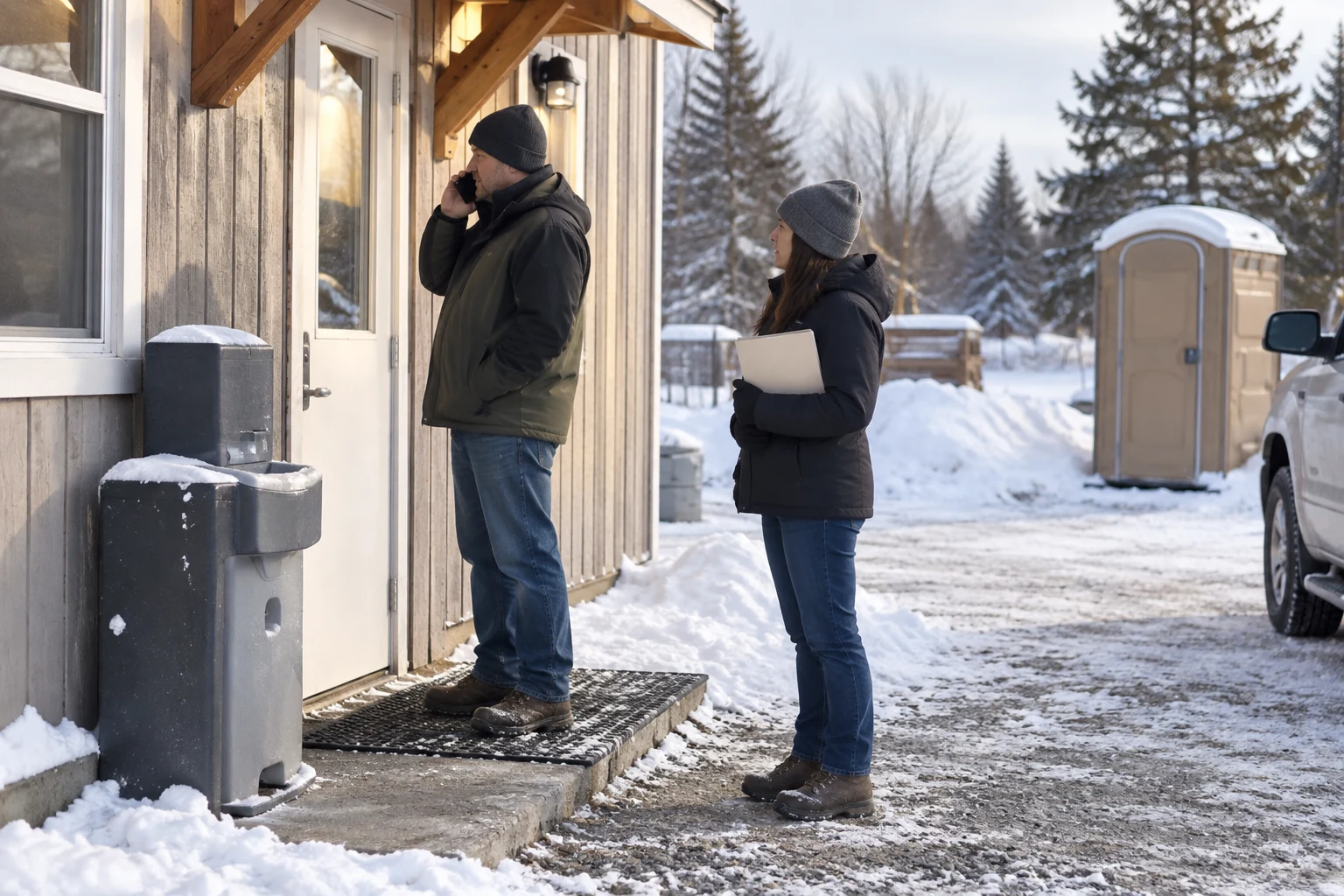 Site staff coordinate an alternative after a service interruption.