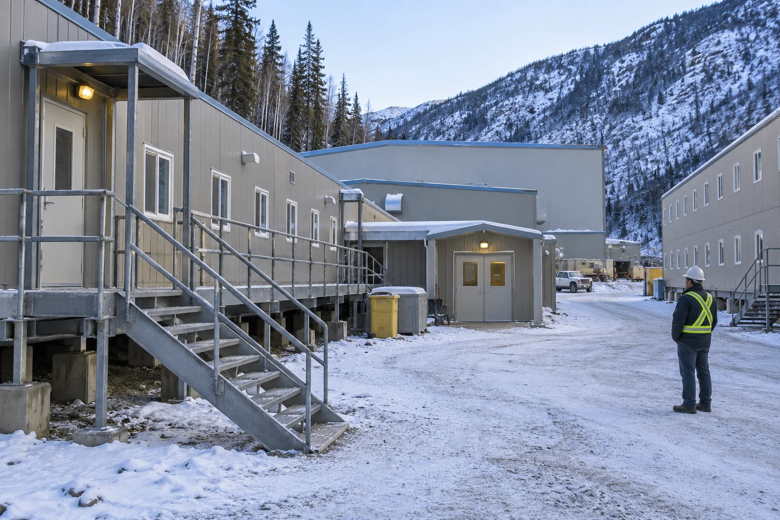 Camp buildings and common service entrance