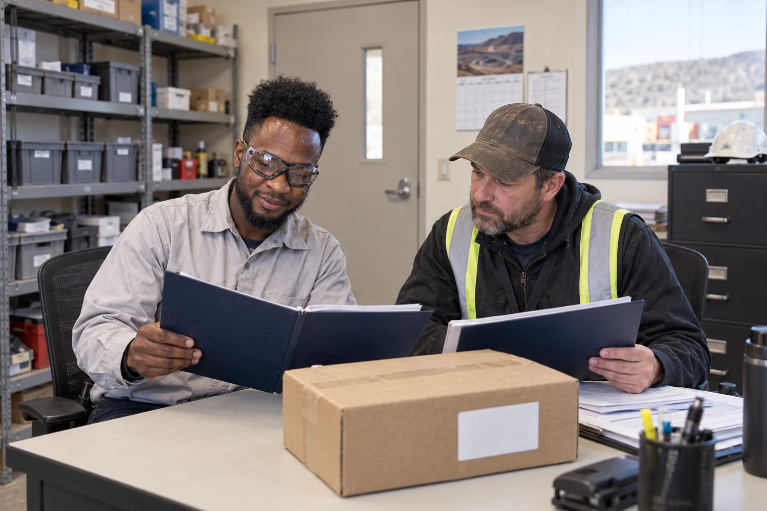 Coordinators comparing a kit request with records